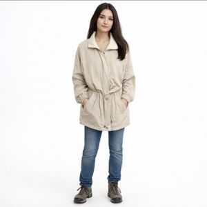 Jacqueline Ferrar Vtg Tan/Cream Neutral Utility Zip Front Jacket Sz M